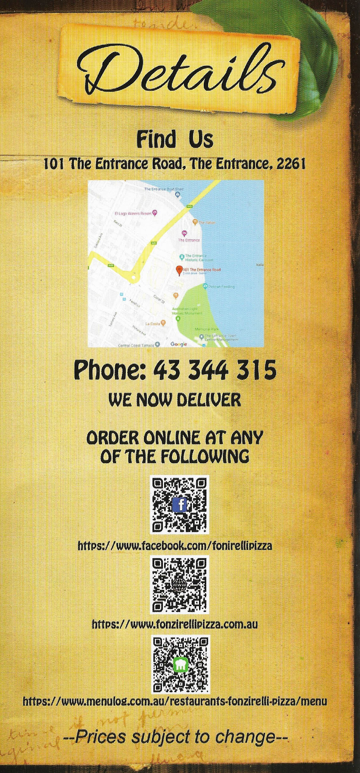 Fonzirelli Pizza The Entrance Central Coast - NSW | OBZ Online Business Zone