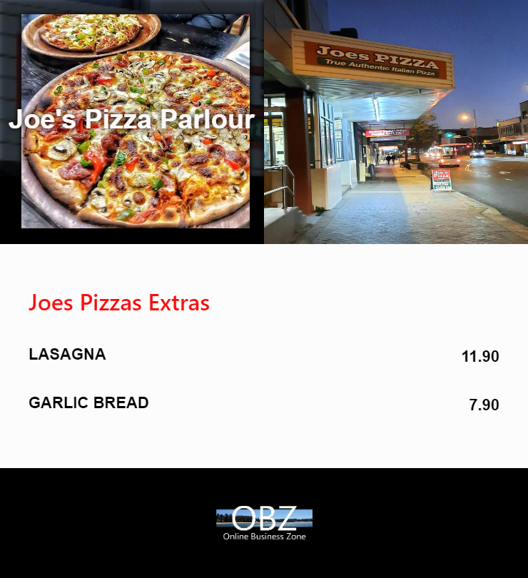 Joe's Pizza Parlour Gosford Central Coast - NSW | OBZ Online Business Zone
