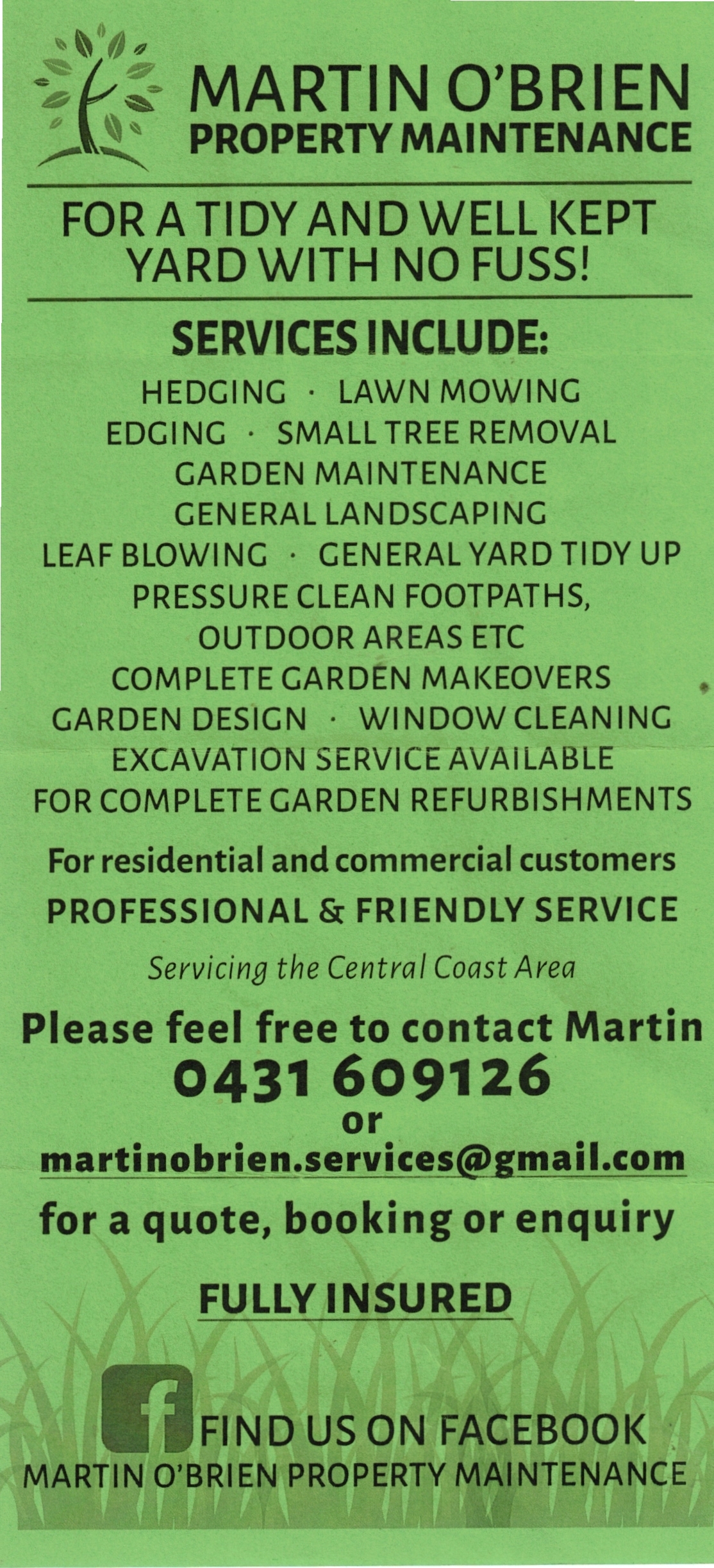 Martin O'Brien Property Maintenance  Gosford  Central Coast - NSW | OBZ Online Business Zone