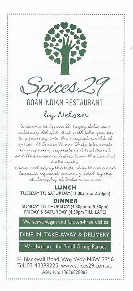 Spices 29 Indian Woy Woy Central Coast - NSW | OBZ Online Business Zone